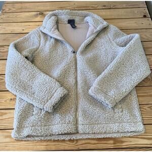 H&M Sherpa Full Zip Jacket Size Large Women’s Beige